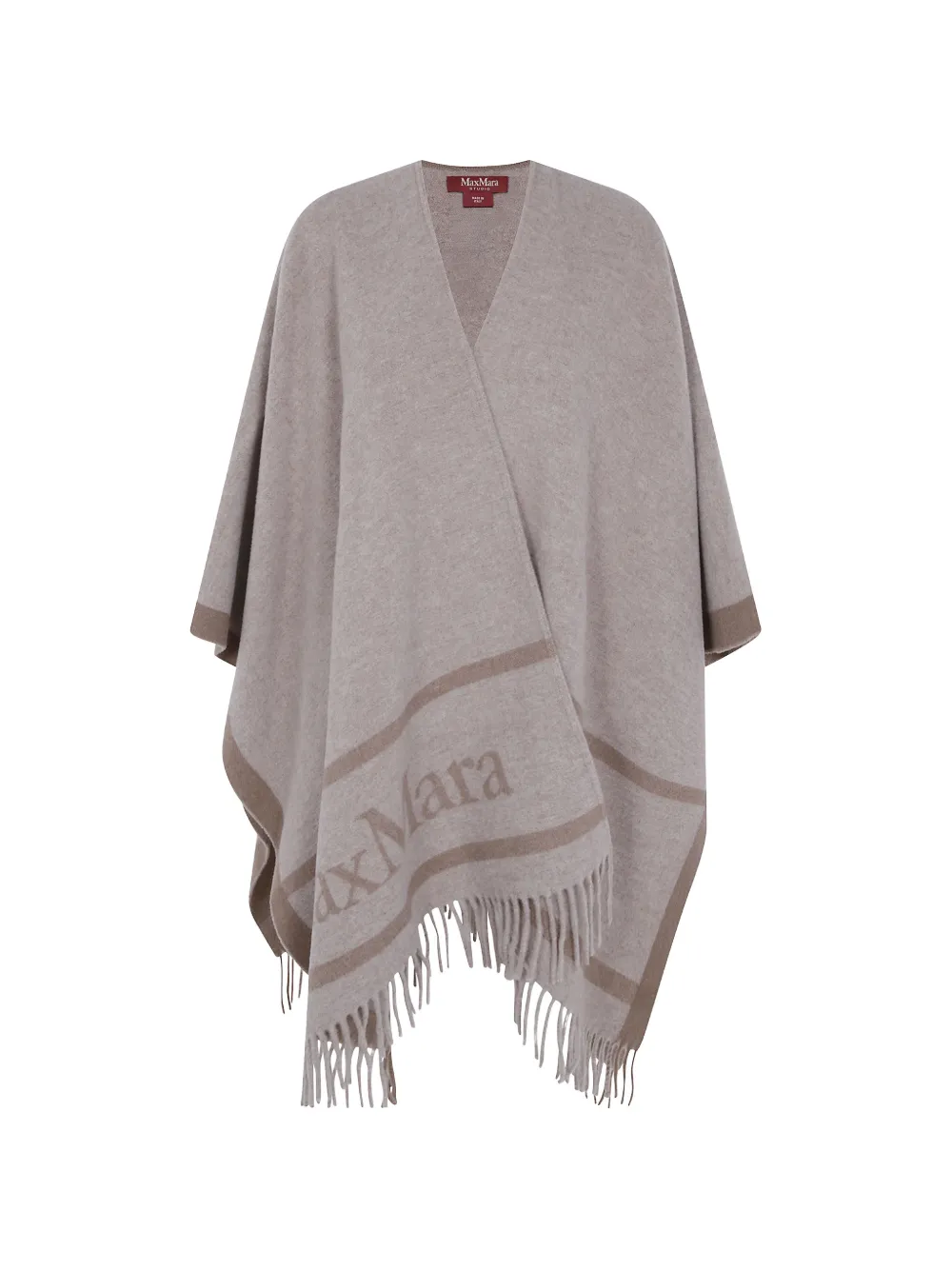 Max Mara logo-print fringed cape - Braun