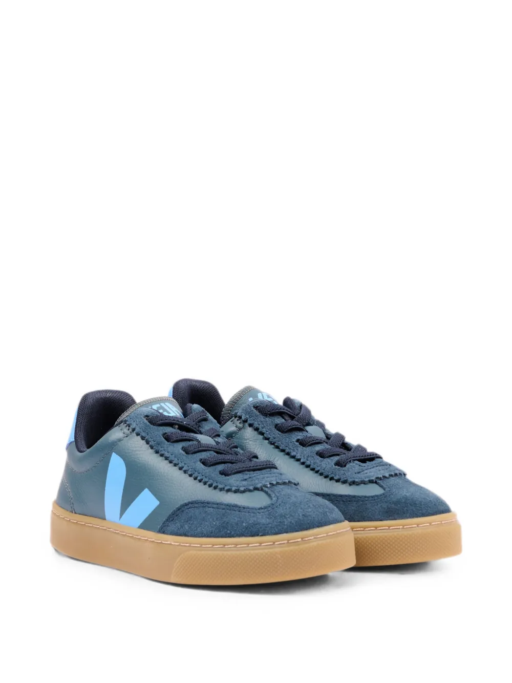 VEJA Kids Volley lace-up leather sneakers Blauw