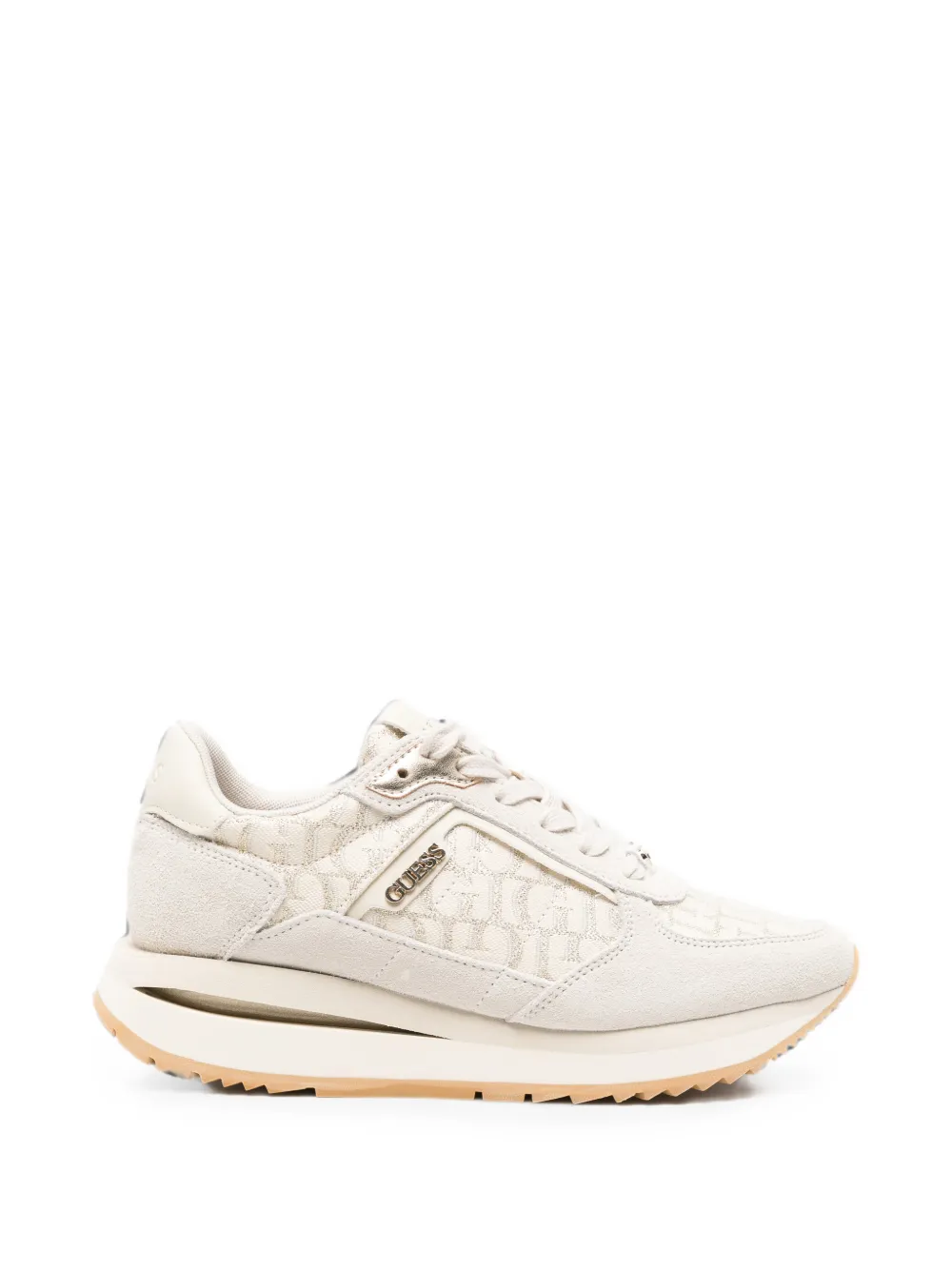 GUESS USA logo-print suede-panel sneakers Beige