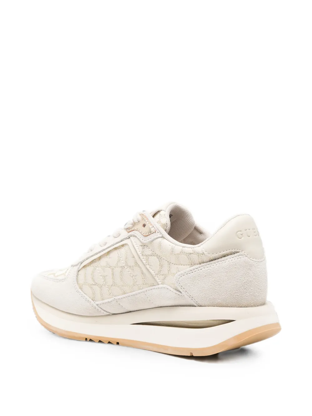 GUESS USA logo-print suede-panel sneakers Beige