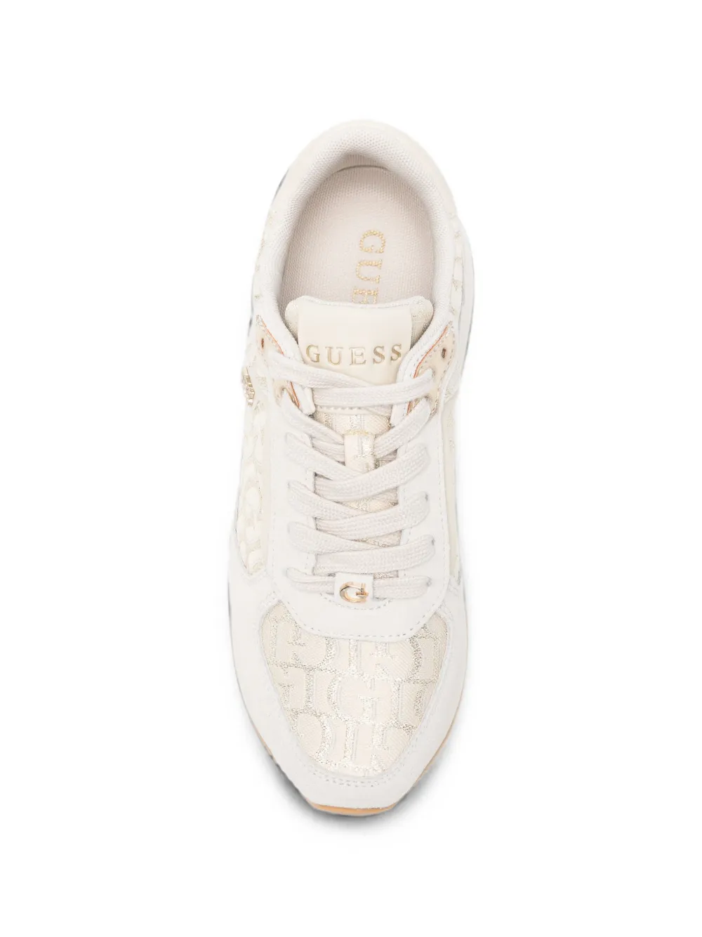 GUESS USA logo-print suede-panel sneakers Beige