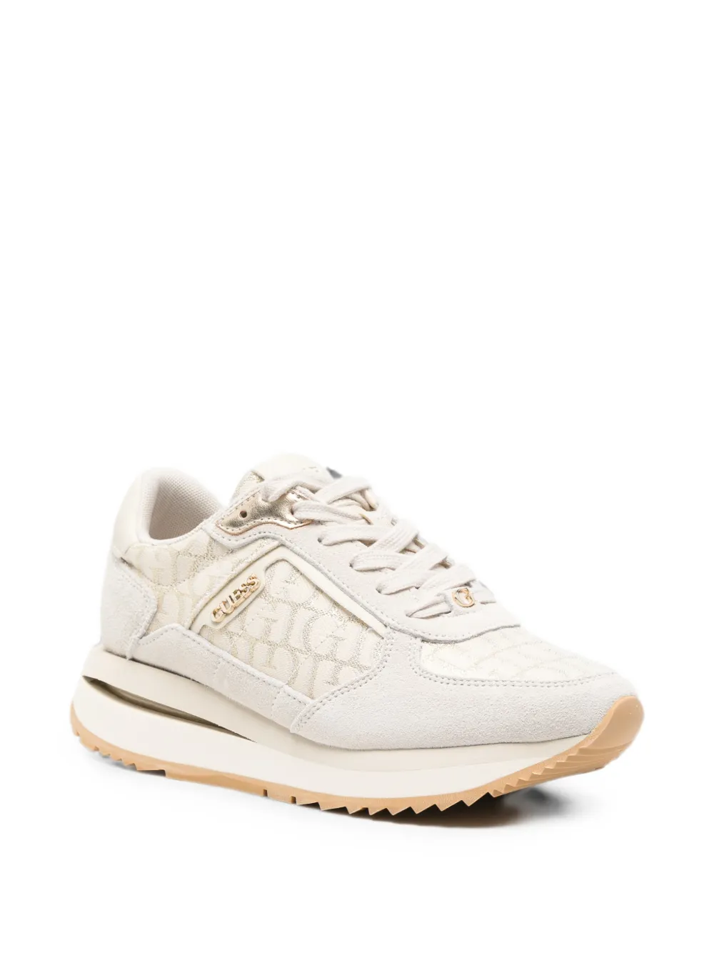 GUESS USA logo-print suede-panel sneakers Beige