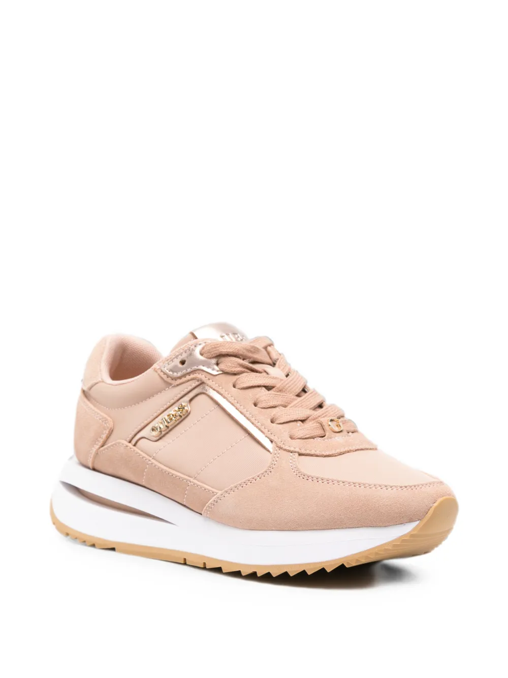GUESS USA panelled leather sneakers Beige