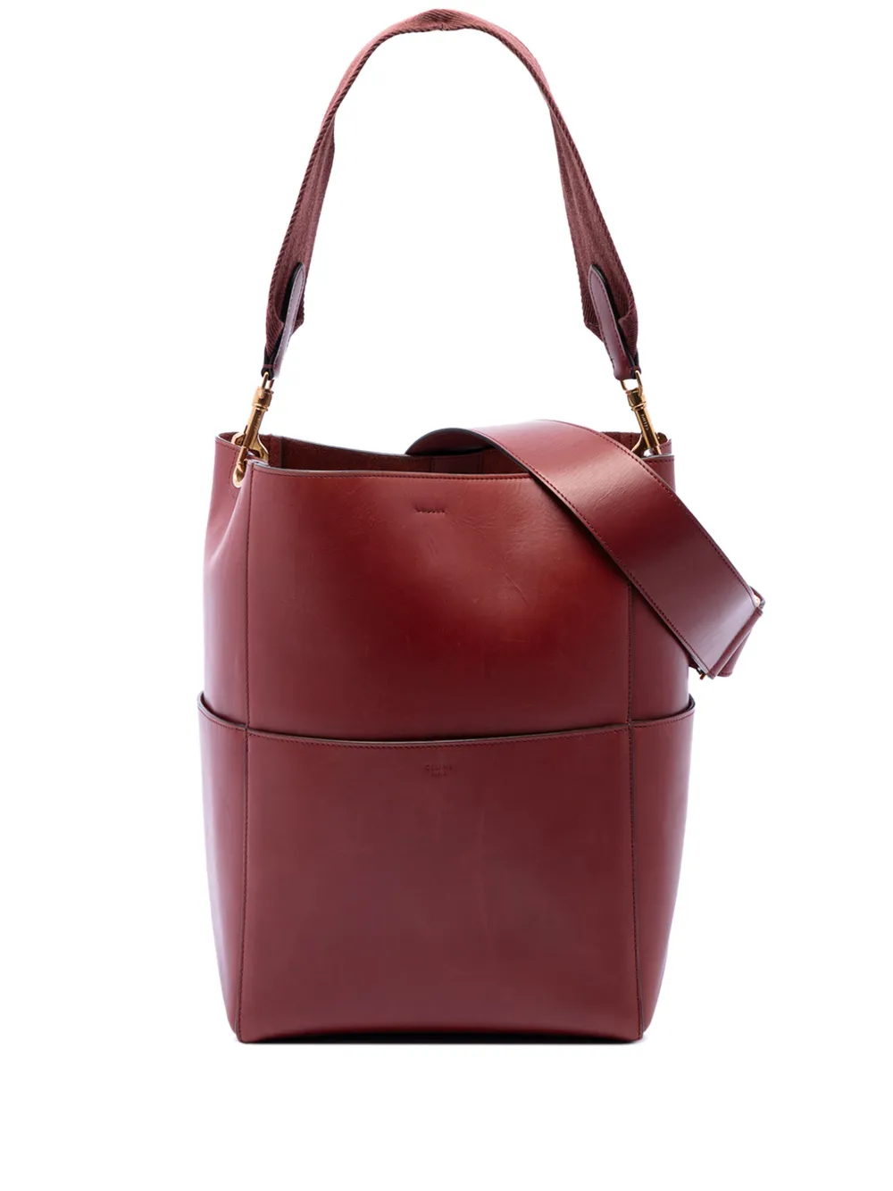 Celine Pre-Owned 2017 Medium Leather Seau Sangle Bucket Bag satchel - Rosso