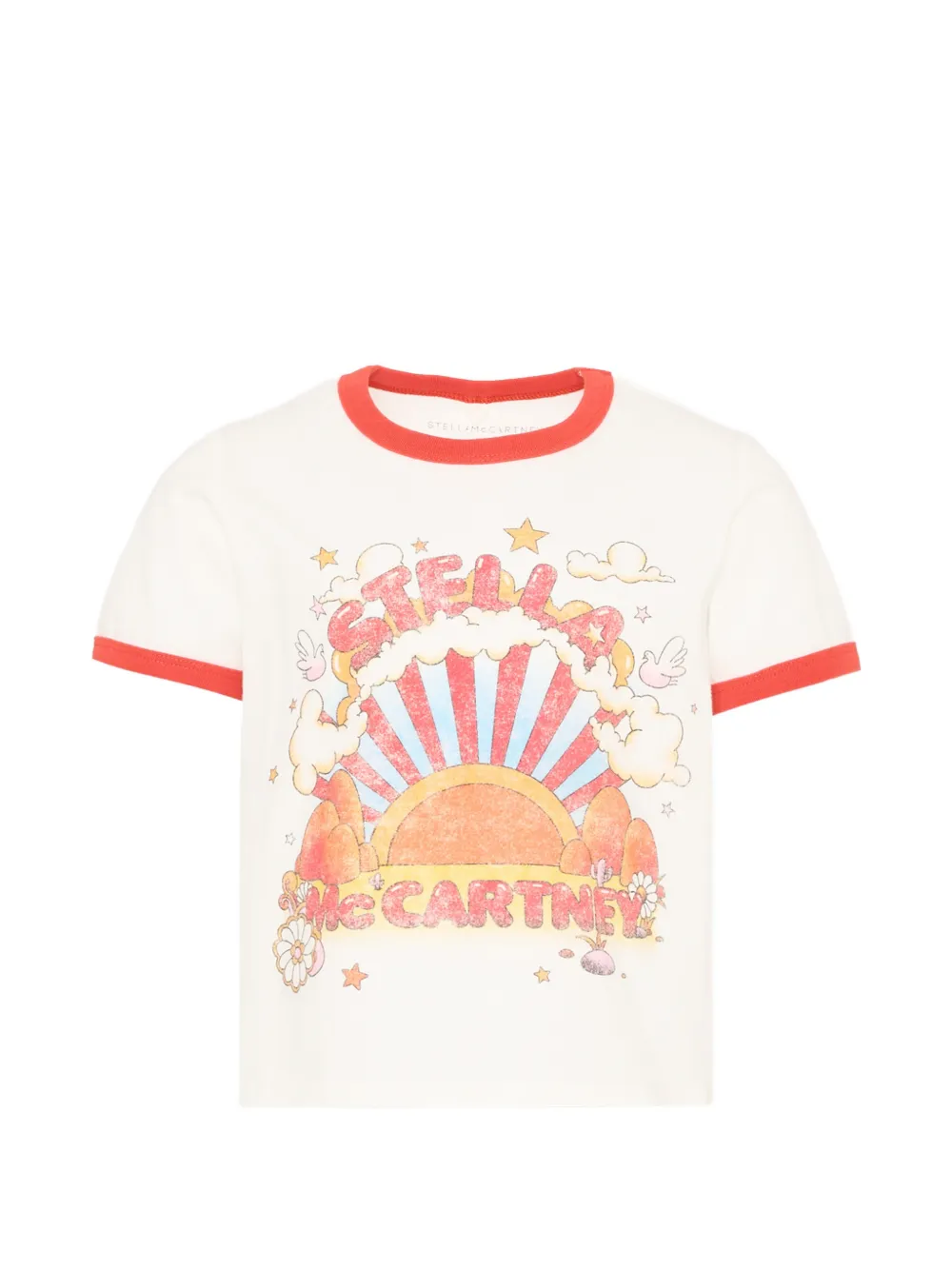 Stella McCartney Kids graphic-print ringer T-shirt - Bianco