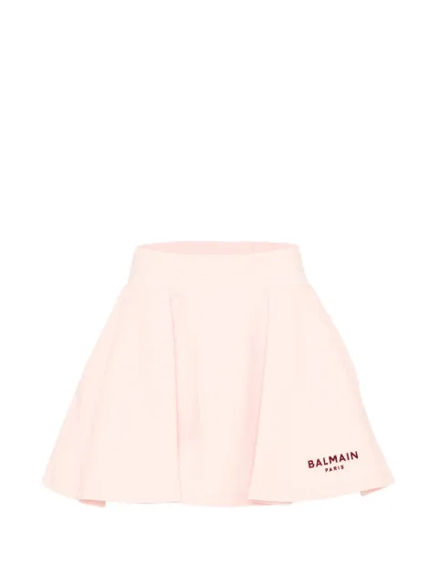 Balmain Kids logo-print pleated skirt