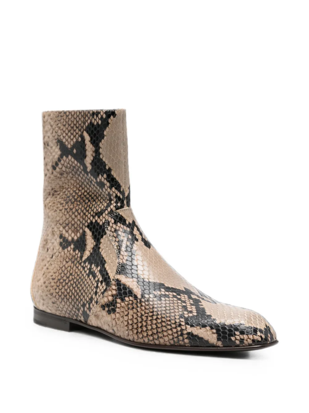 KHAITE snake-effect ankle boots Beige