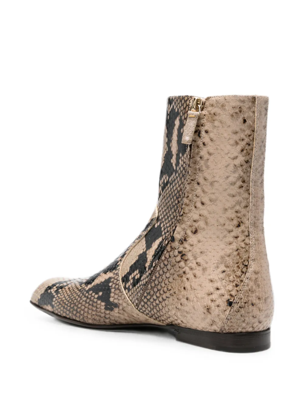 KHAITE snake-effect ankle boots Beige