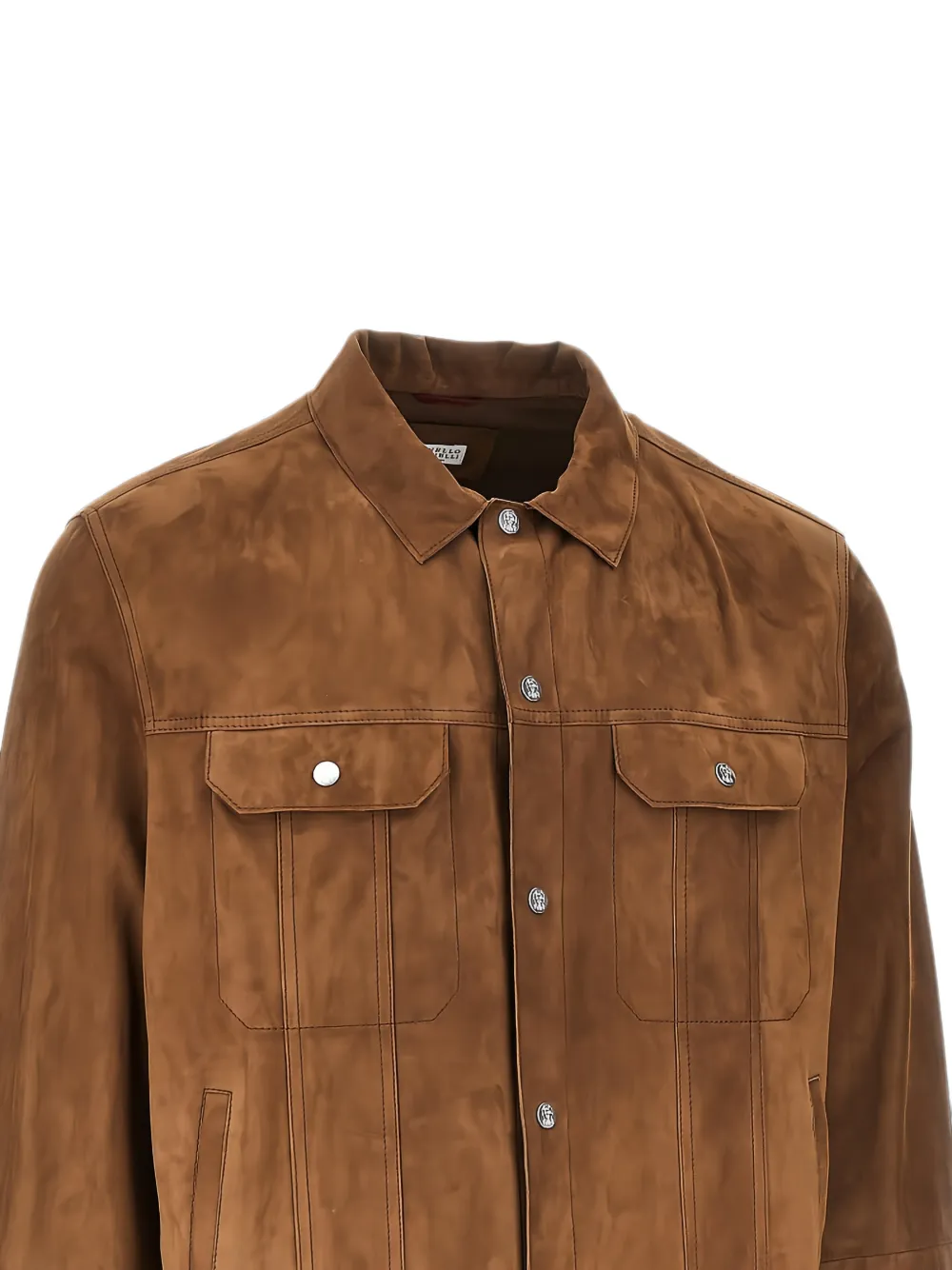 Brunello Cucinelli Suède shirtjack Bruin
