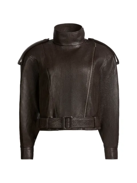 ducie veste en cuir de veau Serpa à fini grainé
