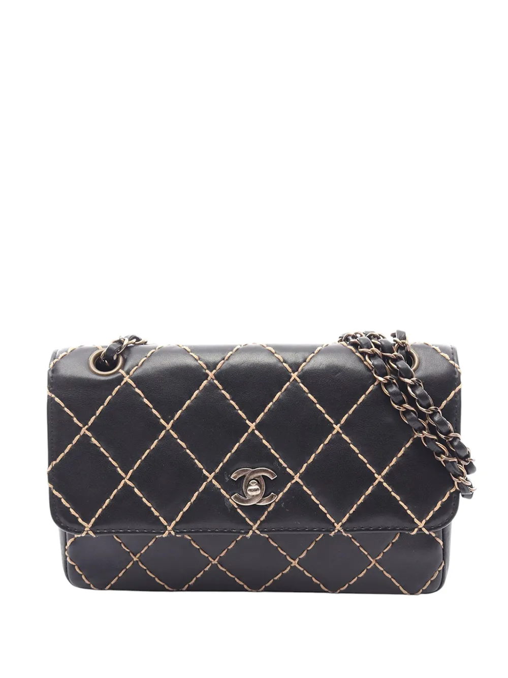 CHANEL Pre-Owned 2000-2002 CC Calfskin Wild Stitch Flap shoulder bag - Nero