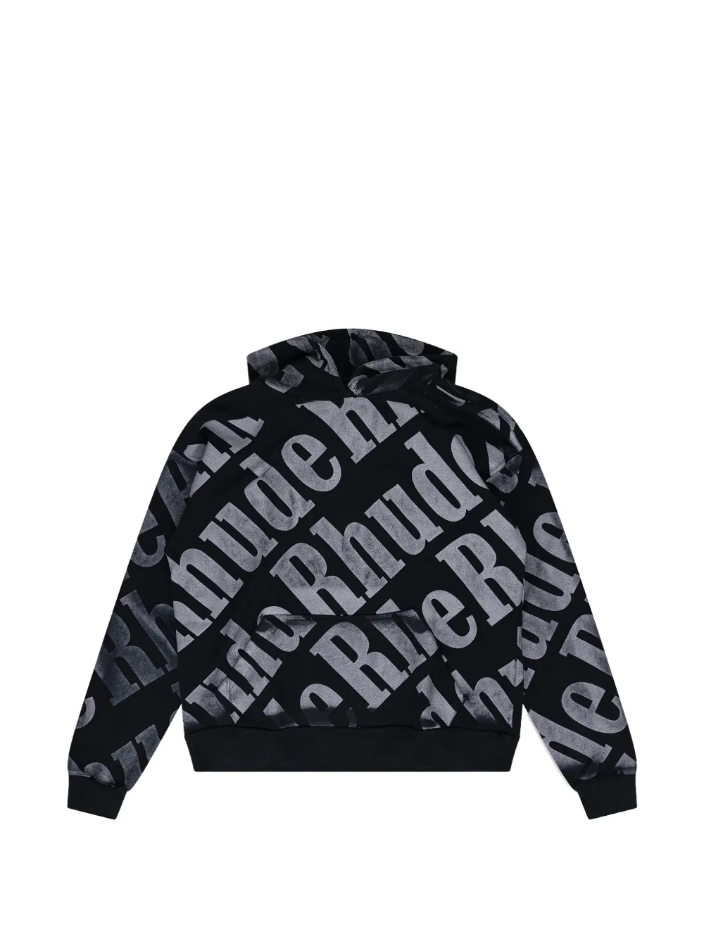 RHUDE logo-pattern hoodie | Black | Image 1