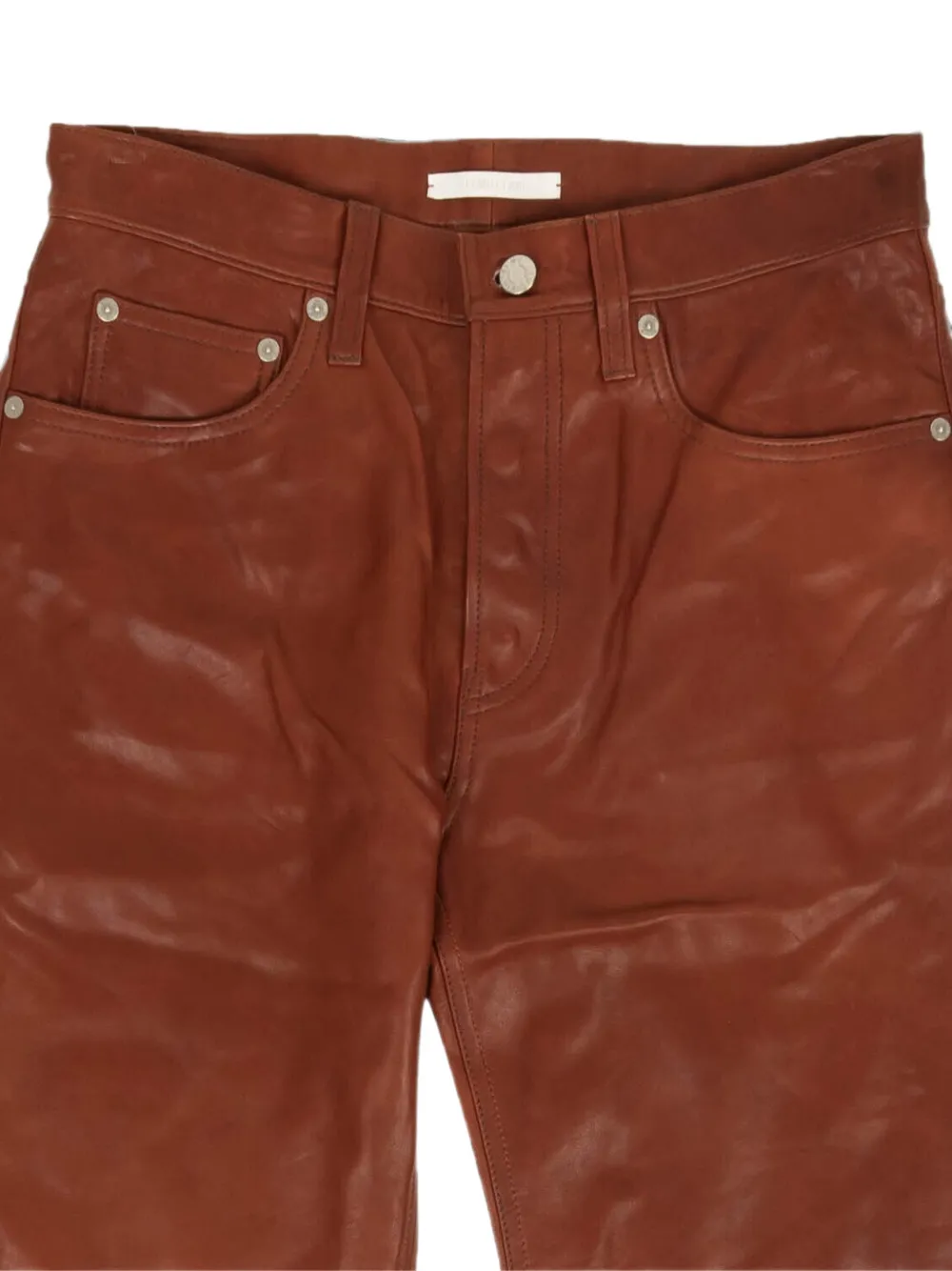 Helmut Lang Masc Hi leren broek Bruin