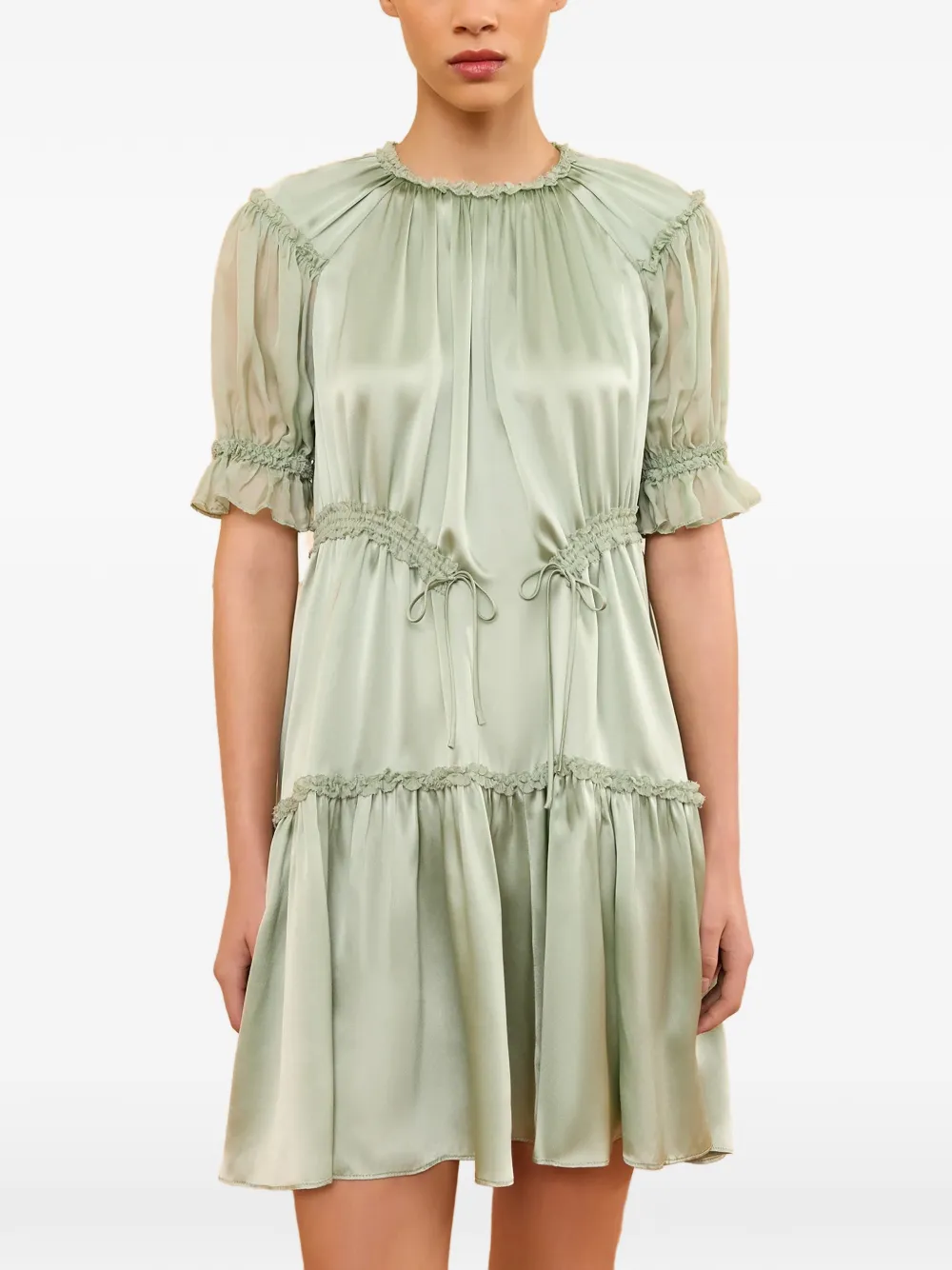 Ulla Johnson Juliette zijden-satijnen mini-jurk Groen