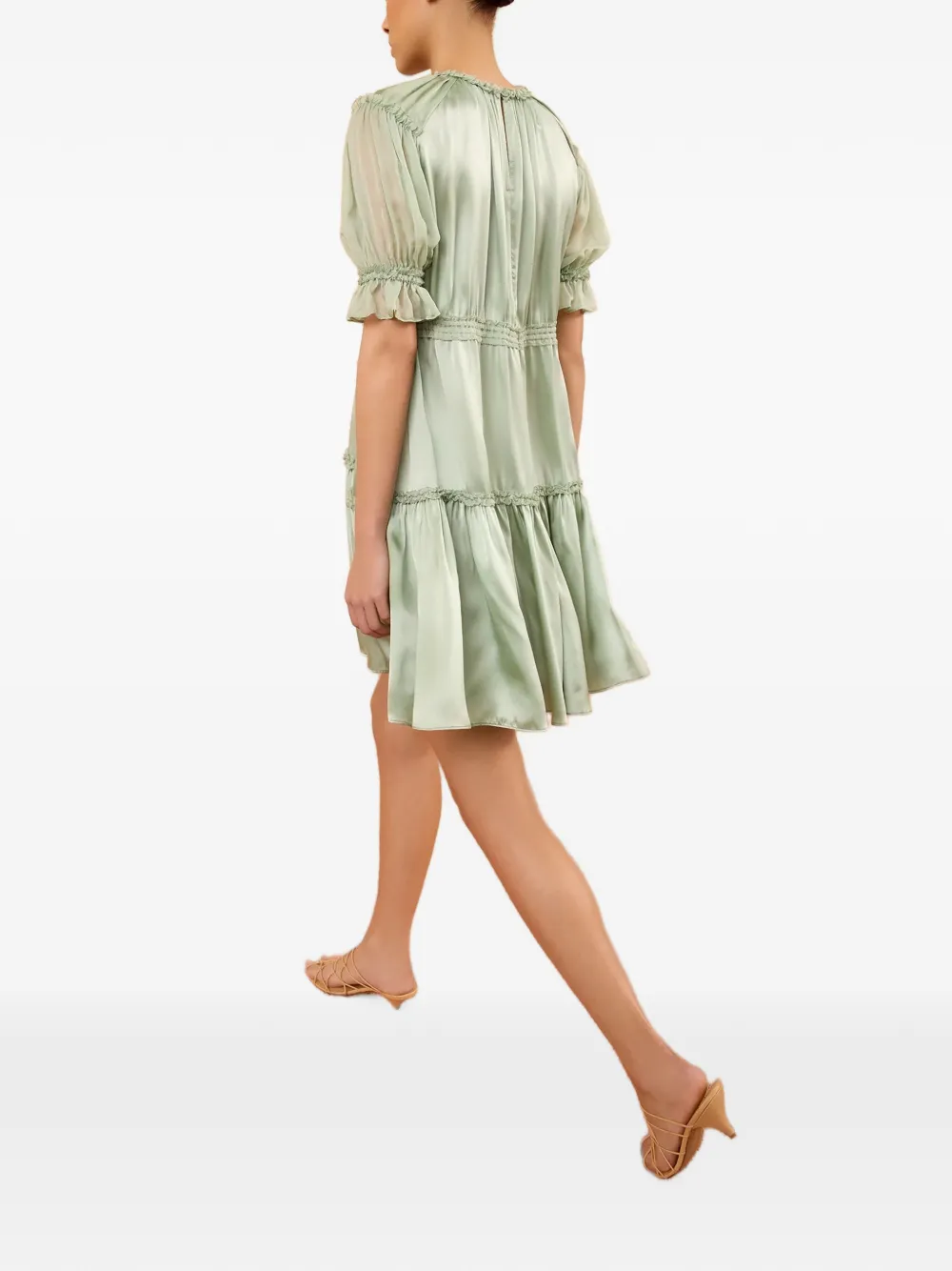 Ulla Johnson Juliette zijden-satijnen mini-jurk Groen