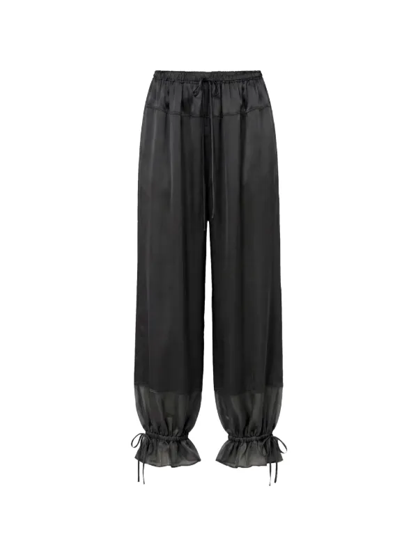 Ulla Johnson Camile Ruffled-cuff Satin Trousers in Black