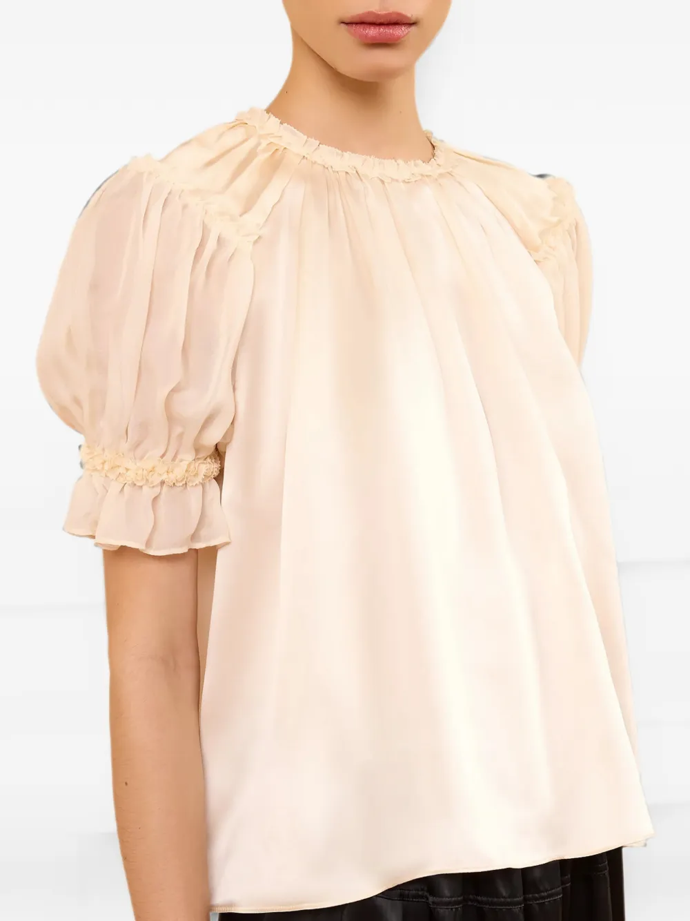 Ulla Johnson Alina zijden top met ruches Beige