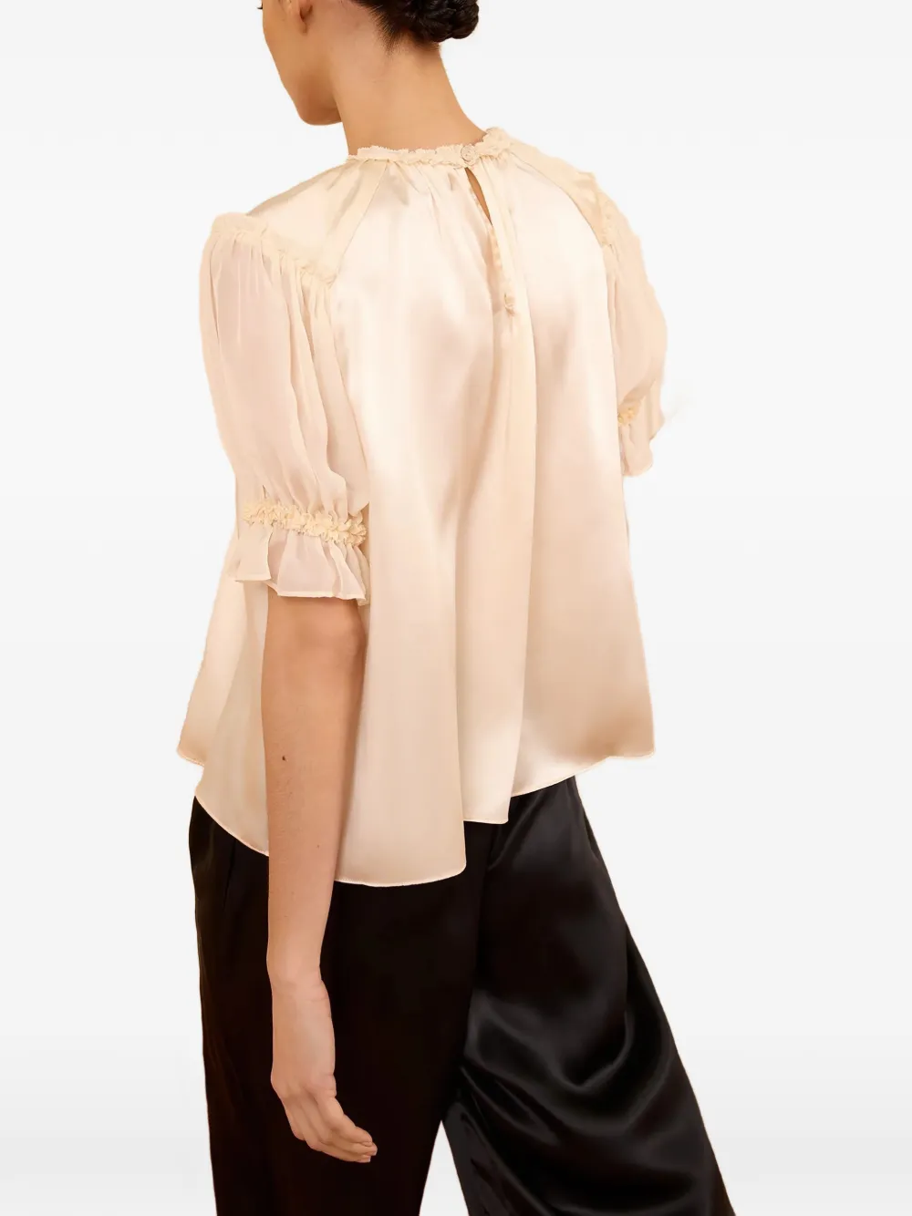 Ulla Johnson Alina zijden top met ruches Beige