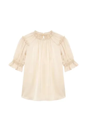 SANDRO レーストリム ストライプ トップ | ホワイト | FARFETCH JP