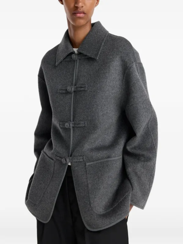 Róhe Double-faced Wool Pankou Closure Jacket in Grey