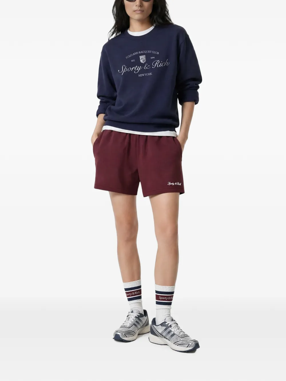 Sporty & Rich Syracuse sweater met borduurwerk Blauw