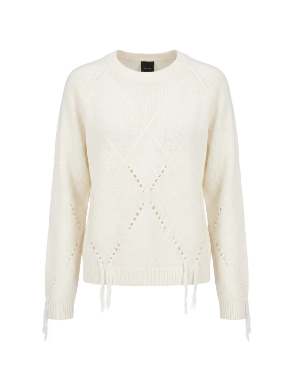 PINKO diamond-knit fringed sweater - Toni neutri