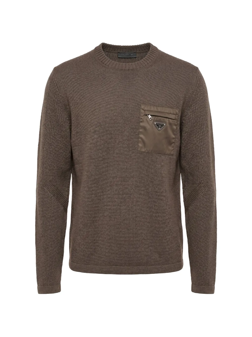 Prada logo-patch chest-pocket sweater - Braun