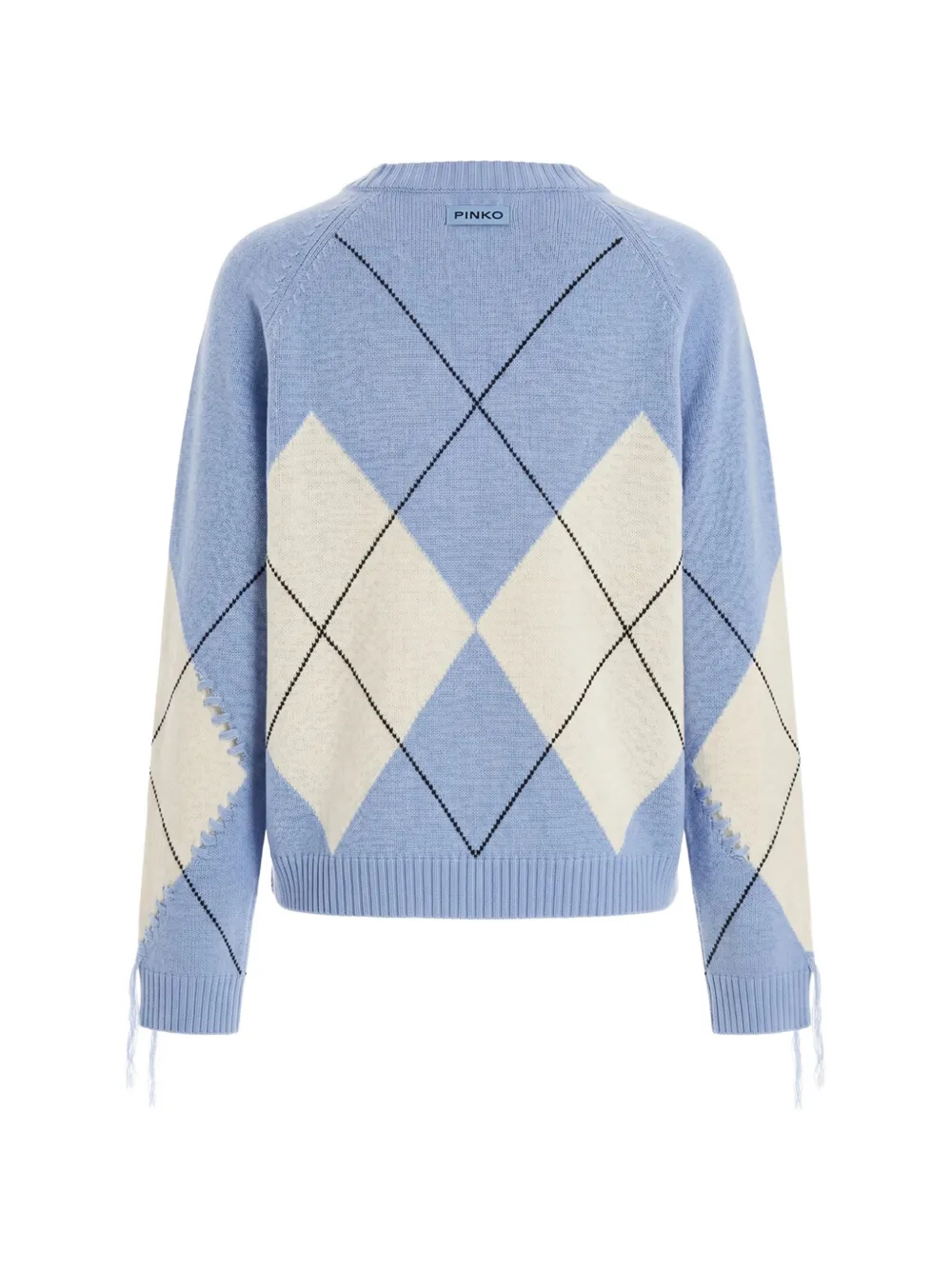 PINKO Berna gerafelde trui met argyle-intarsia Blauw