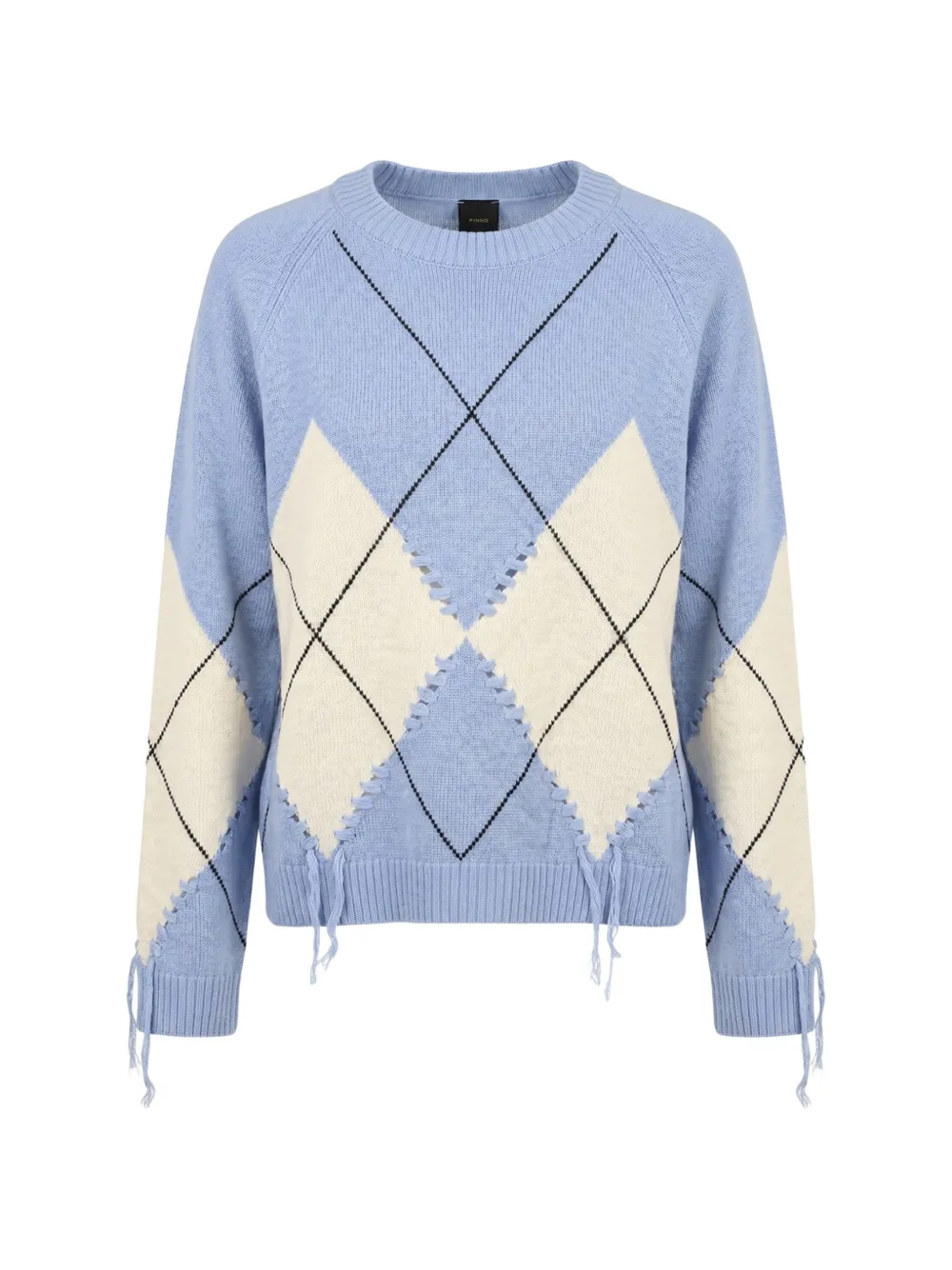 PINKO argyle-pattern tassel-detail sweater - Blau