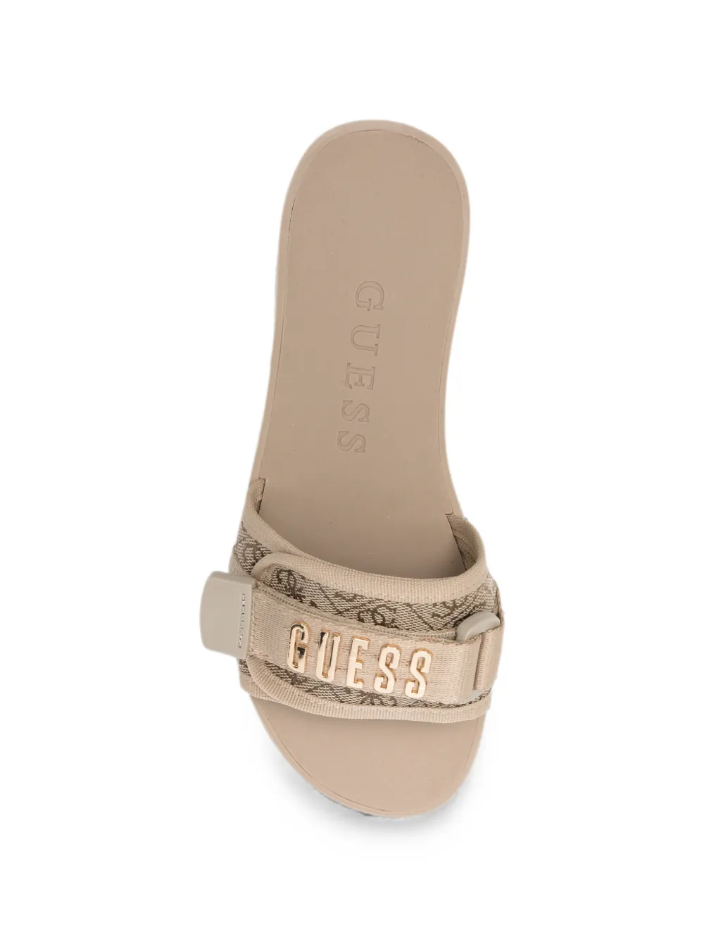 GUESS USA touch-strap logo-plaque slides Beige