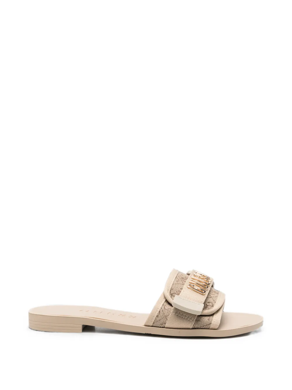GUESS USA touch-strap logo-plaque slides - Nude