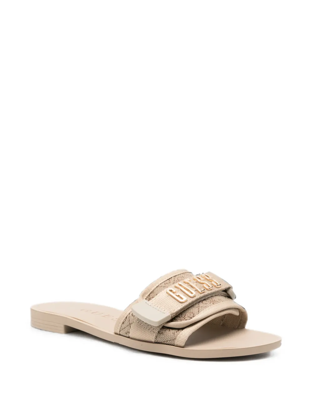 GUESS USA touch-strap logo-plaque slides Beige