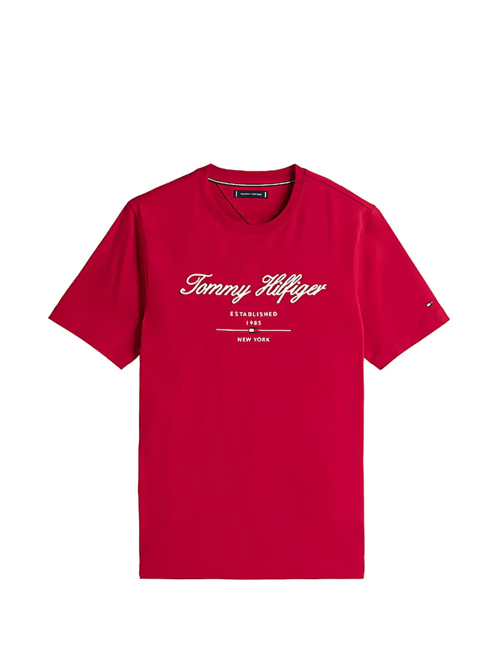 Tommy Hilfiger Erkek logo-print T-shirt - Rosso