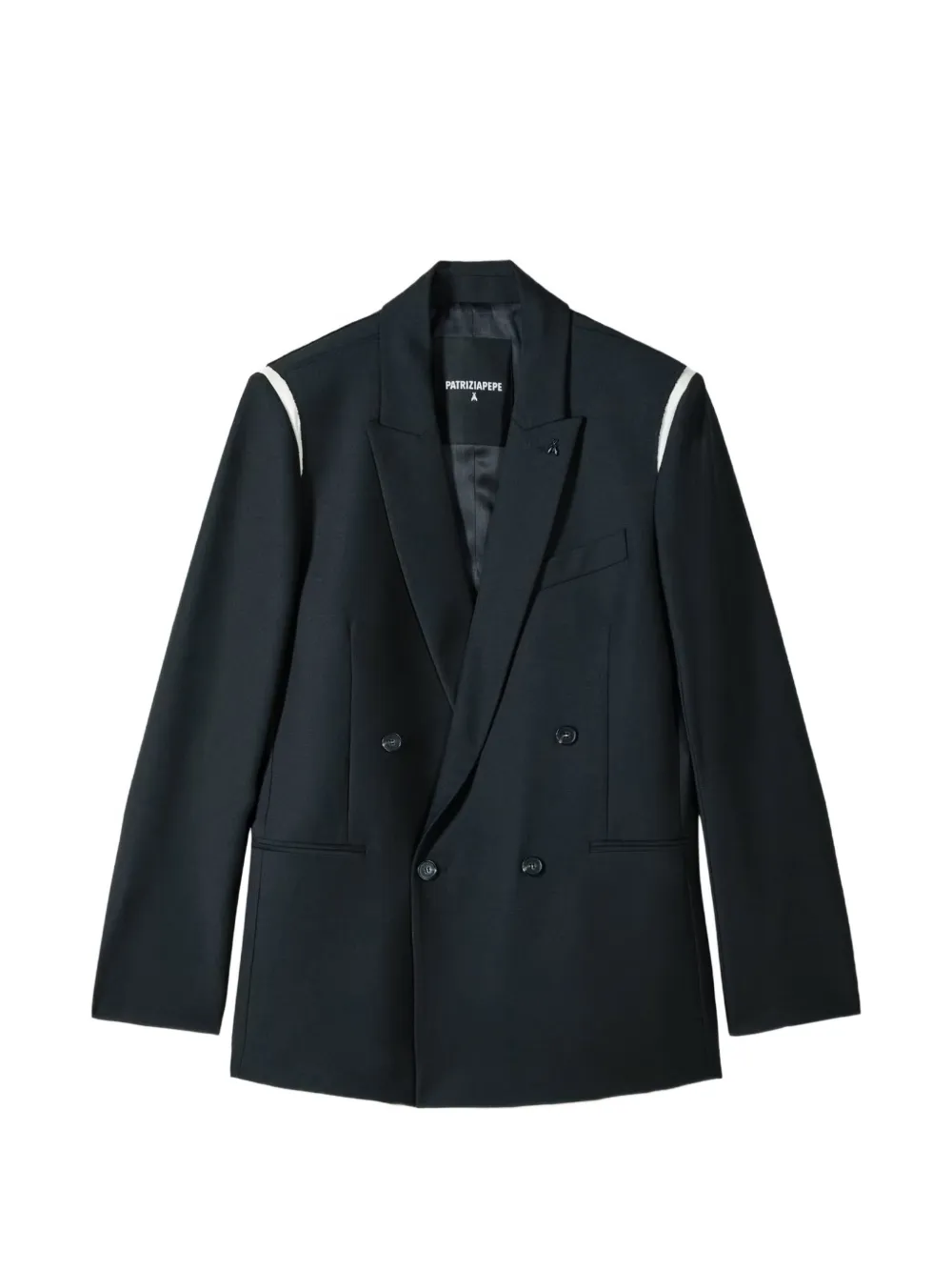 Patrizia Pepe double-breasted satin-trimmed blazer - Nero