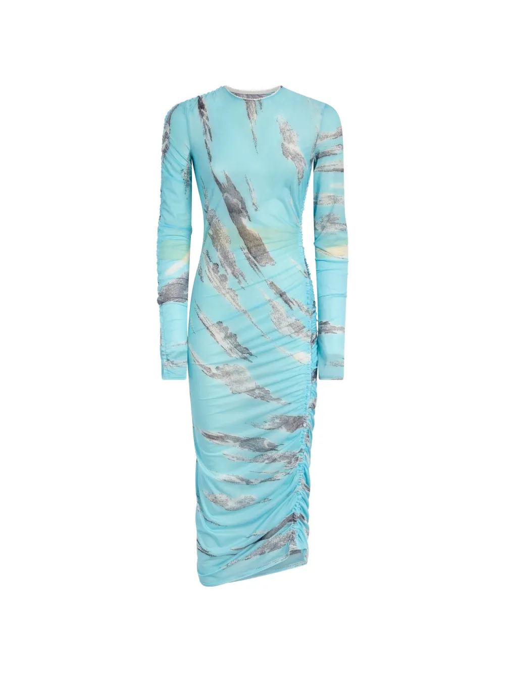 Moschino Archive Clouds ruched-detailing cloud-print midi dress - Blu