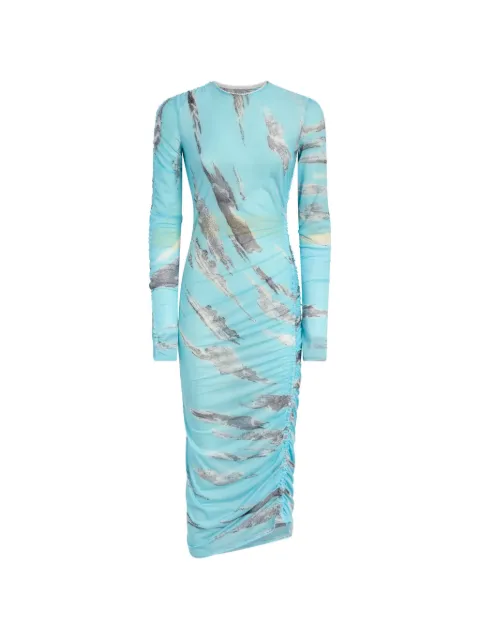Moschino Archive Clouds ruched-detailing cloud-print midi dress