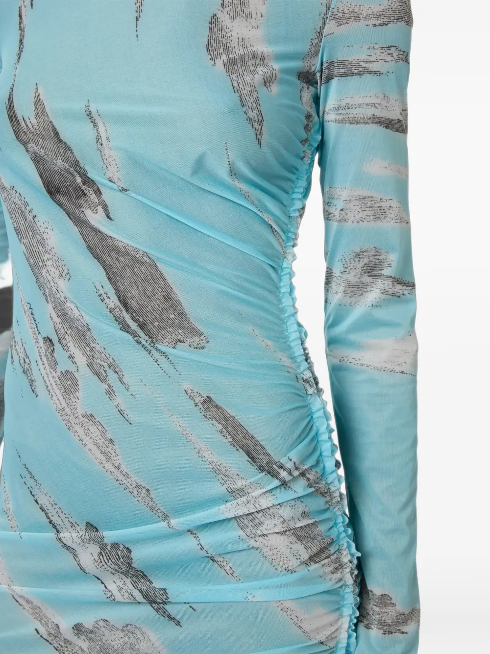 Moschino Archive Clouds midi-jurk met ruches en wolkenprint Blauw