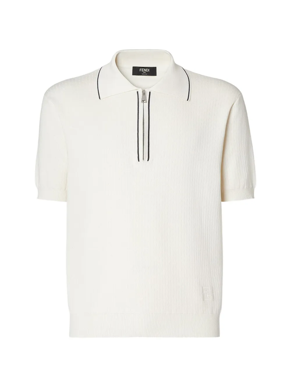 FENDI zip-up FF-motif polo shirt - Weiß