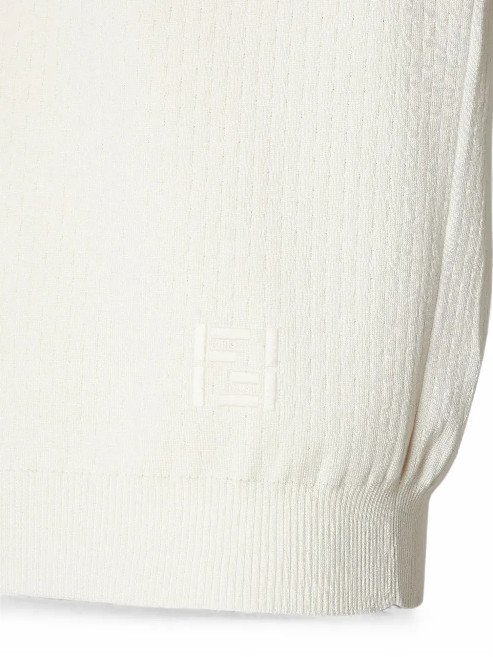 FENDI Poloshirt met FF-patroon en rits Wit