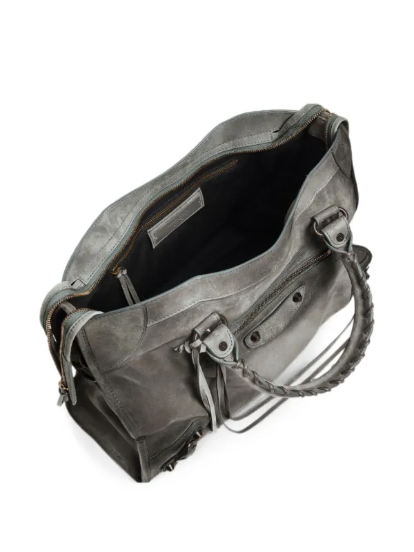 Balenciaga Medium Le City Waxed Suede Tote Bag | Grey | FARFETCH