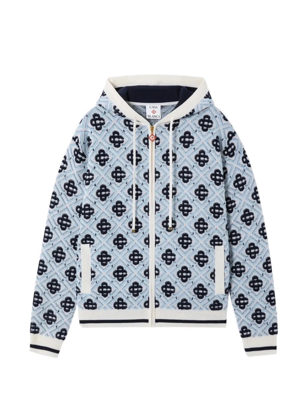 Casablanca Monogram-pattern zip-up hoodie - Blau