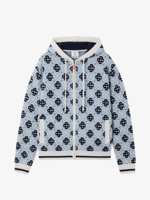 Casablanca monogram-knit zip-up hoodie