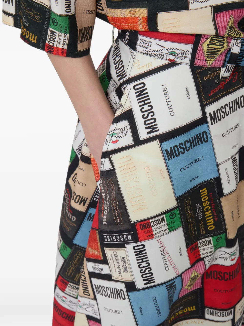 Moschino Midi-rok met logoprint Zwart