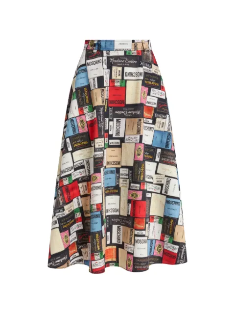 Moschino logo-print A-line midi skirt