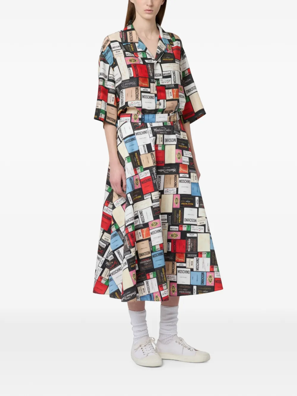 Moschino Midi-rok met logoprint Zwart