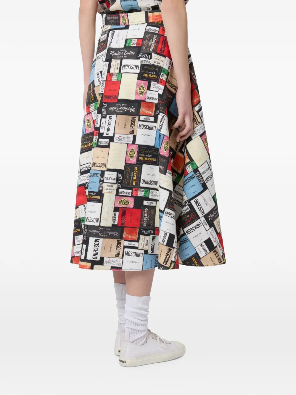 Moschino Midi-rok met logoprint Zwart