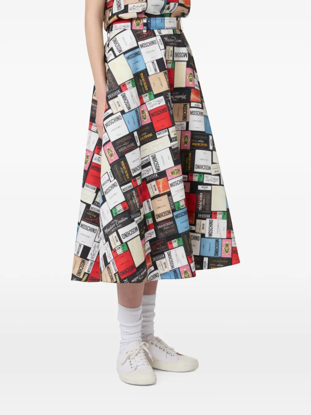Moschino Midi-rok met logoprint Zwart