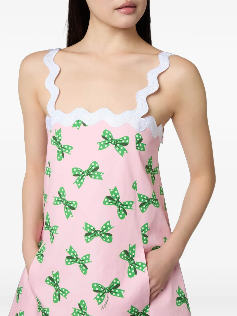 Moschino Mini-jurk met gewelfde afwerking en strikprint Roze