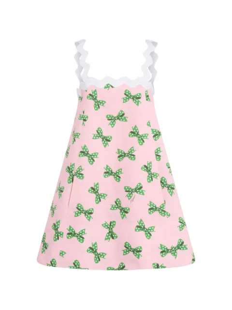 Moschino bow-print scalloped-trim mini dress