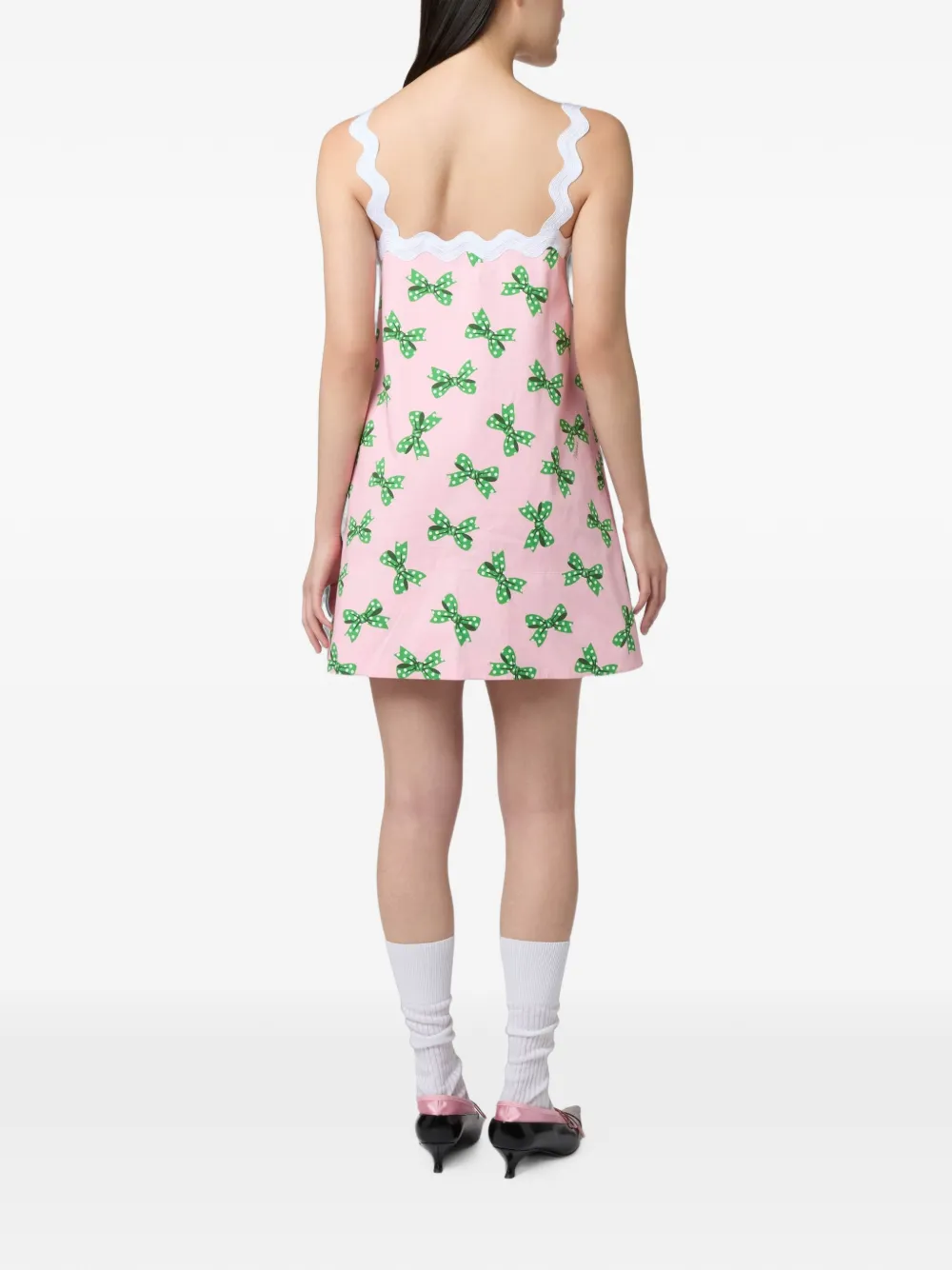 Moschino Mini-jurk met gewelfde afwerking en strikprint Roze